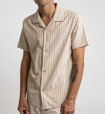 RHYTHM Men's VACATION STRIPE S/S Button Shirt - NAT - XXL - NWT