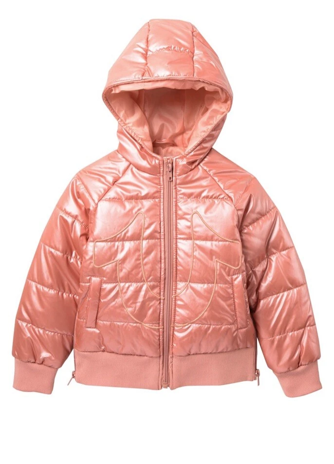 True Religion Quilted Jacket Toddler Little Girls Size 5 Rose Gold MSRP 120