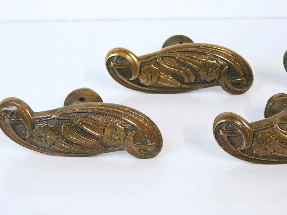 5 bouton de porte en bronze Art nouveau, 1920 Poignée de fabrication Allemande - Photo 3/4