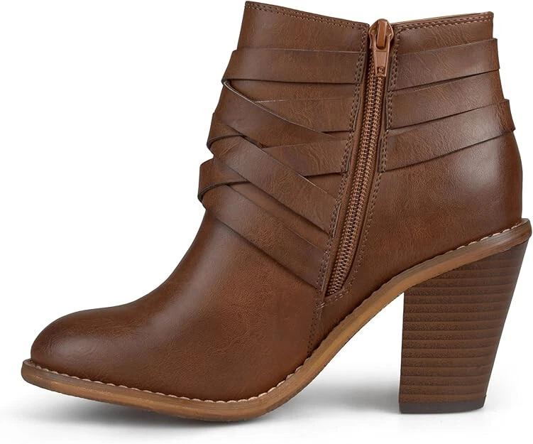 Brinley Co. Mujer Tobillo Multi Correa Botas Piedra | Marrón | 8 Ancho Ancho Foto 2 de 4