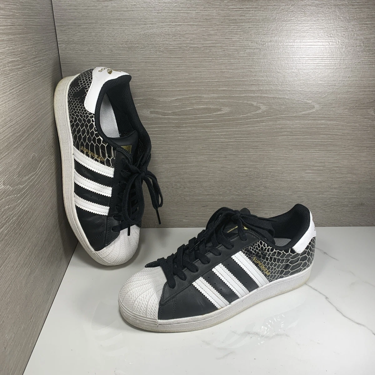 Womens adidas black clearance superstar snake trainers