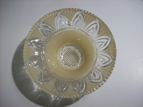 Paralume vintage ART DECO 3 fori catena soffitto crema smerigliato e vetro trasparente - Foto 20 di 24