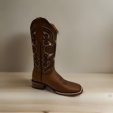 Women's Genuine Leather Western Square Toe Cowboy Boots -3