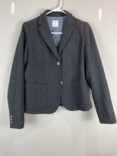 Gap Heather Gray The Academy Blazer Herringbone Jacket Wool Blend Lined Sz 8