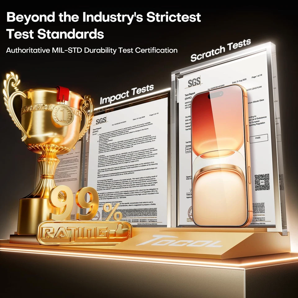 TOCOL for iPhone 17 Pro Max Screen Protector 6.9-Inch Instant Installation Te... - Image 3 of 4