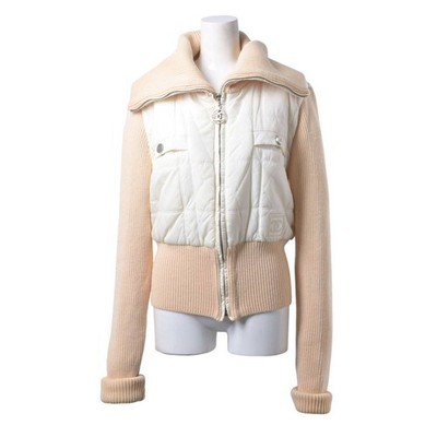 CHANEL Wool Zip-Up Blouson Beige Size 40 ; Coco Mark, Sports Line