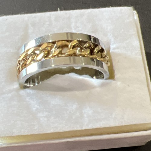 Two Tone Mens Ring Size 9.5 - Picture 5 of 12