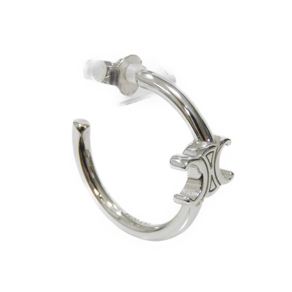 Celine Triomphe Asymmetric Hoop Earrings Women Silver One
