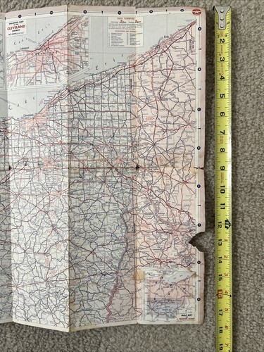 Mappa stradale statale dell'Ohio Flying A Service 1962 vintage stazione di servizio mappa di viaggio - Foto 3 di 8