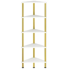 Corner Shelf Stand, Industrial 5-Tier Wall Corner Bookshelf with Metal Frame,...