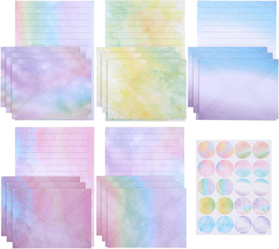 #ad 30 Pcs Stationary Letter and Envelopes Romantic Letter Writing Kit Watercolor Do $12.98