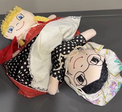 Vintage Topsy Turvy Little Red Riding Hood Granny Cloth Doll Handmade