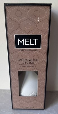 NEW MELT NEST Fragrances NY Scented  Sandalwood & Suede Reed Diffuser 3.4 Fl Oz