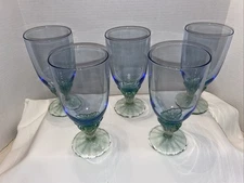 5 Bormioli Rocco Bahia bi-color glass Green Blue Italian Mermaid Water Goblet