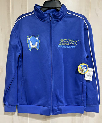 Sonic The Hedgehog Boys XL (14/16) Full Zip Up Blue Graphic Track Jacket NWT