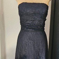 Jessica Howard Black Lace Strapless Ruched Cocktail Dress Size 14