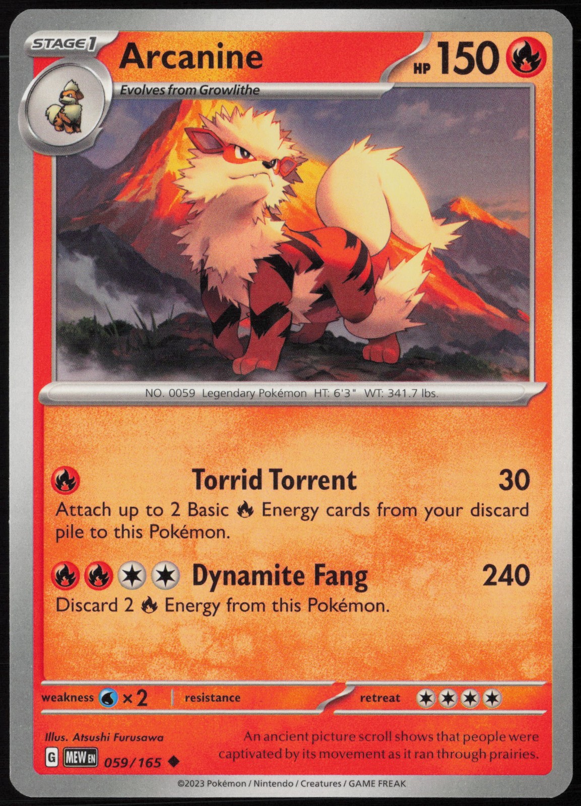 Arcanine 059/165 SV: Scarlet & Violet 151 Uncommon EN Pokemon NM