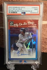 2023 Elly De La Cruz Auto Carolina Blue Donruss Optic Retro 90 RC PSA 9 M Reds