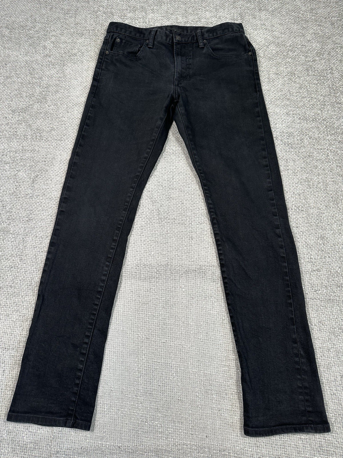 Uniqlo Jeans Mens Black Selvedge Straight Slim Fit Stretch