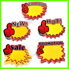 250Pieces English Label Tags Burst Signs Star for Retail, Mini Size 5 Blank S...