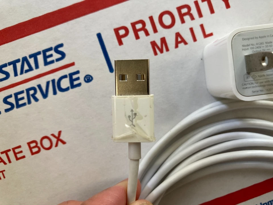 Genuine Apple A1265 USB Charger and Monoprice 10ft USB to Lightning Cable - Image 3 of 4