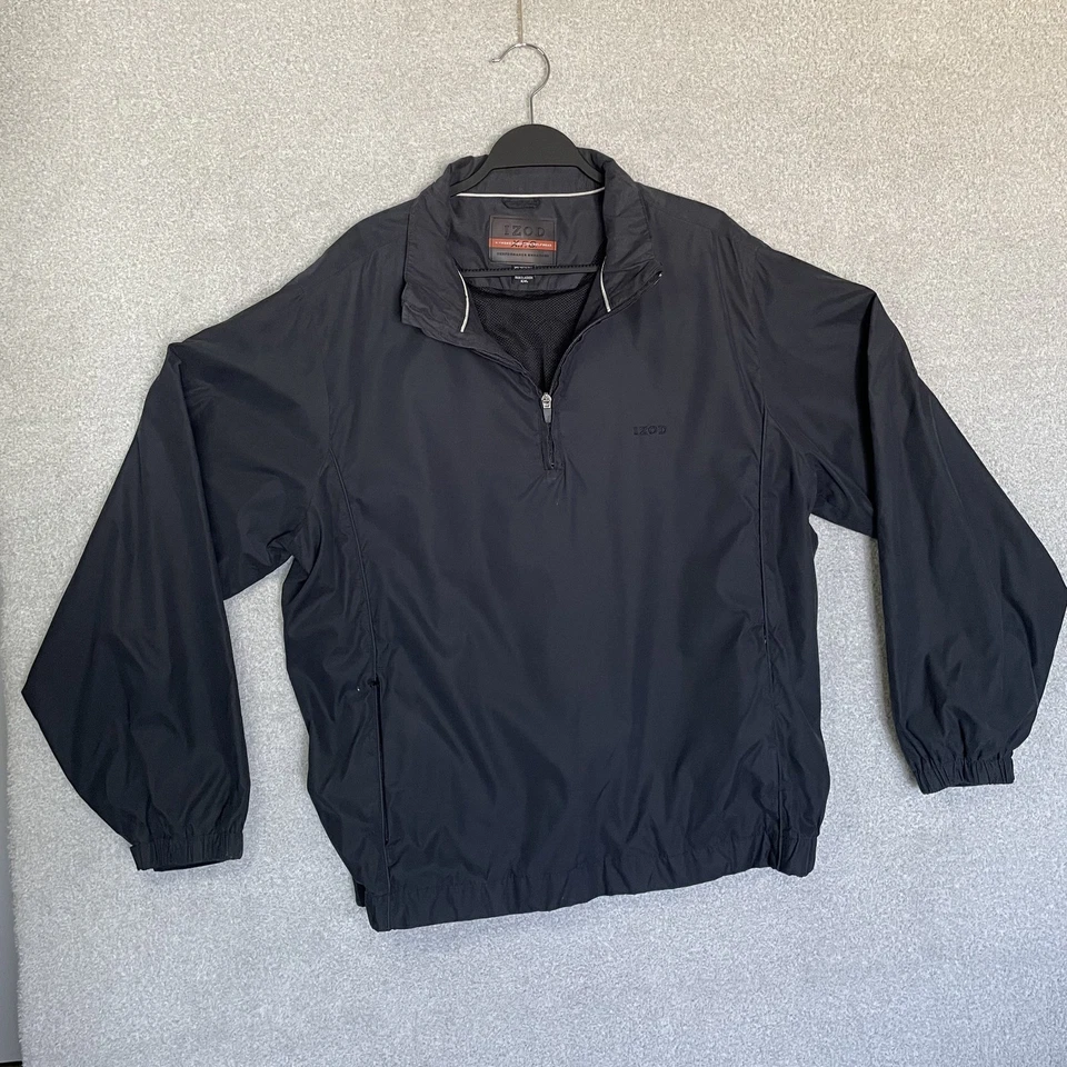IZOD Windbreaker Shirt Jacket Mens 2XL Black X-Treme Function Golfwear Lined - Image 2 of 4