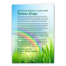 Rainbow Bridge Keepsake Pet Sympathy Card for Dog, Cat, Horse or Any Pet Loss