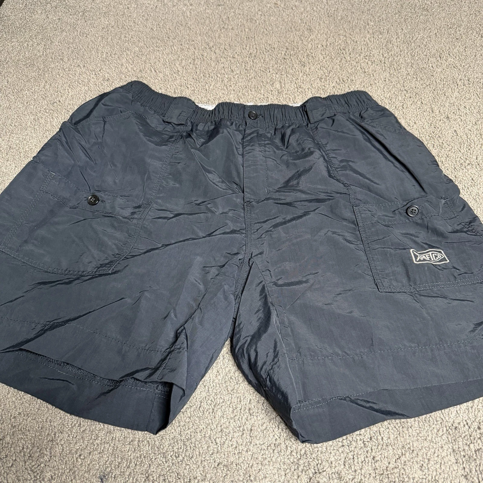 AFTCO Original Fishing Shorts Mens 38 Black Stretch M01L Cargo