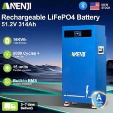 48V 314Ah 16.07kWh Lithium Battery LiFePO4 Bluetooth 200A BMS RV Solar Off-grid
