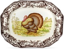 Spode Woodland Fine Porcelain 19"L x 16" W Octagonal Turkey Serving Platter NEW