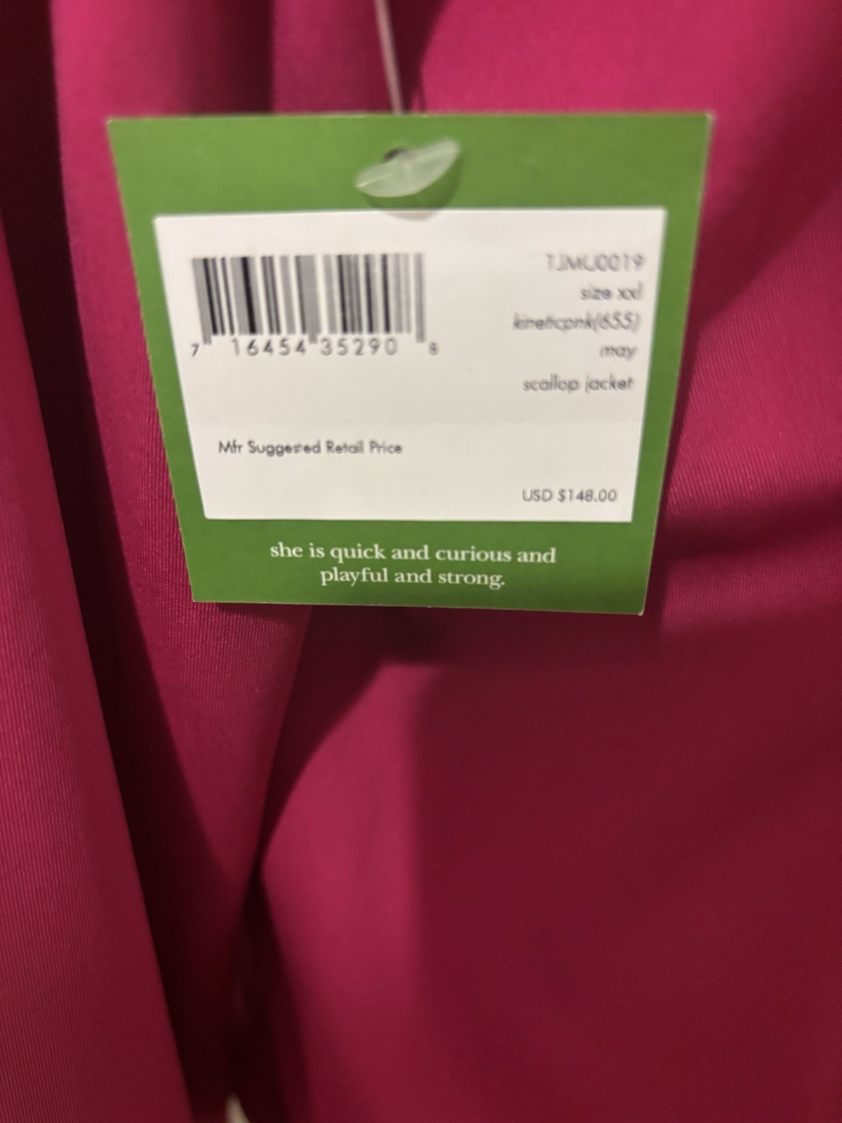 Kate Spade New York Jacket Womens XXL Kinetic Pink Scallop Full Zip Stretch thumbnail 4