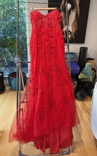 Stacees Sweetheart Red Ballgown Dress Corset Lace-Up Tulle Size 8