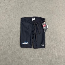 TYR Swim Jammer Shorts Youth Boys Size 24 Black Dolphins Swim Club Sports Summer