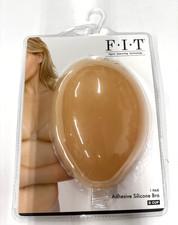 FIT Backless Strapless Plunge-Neck Adhesive Silicone Bra Light US Size D Cup
