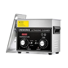 CREWORKS 3L Ultrasonic Cleaner with Degas & Gentle Modes, 120W Stainless Stee...