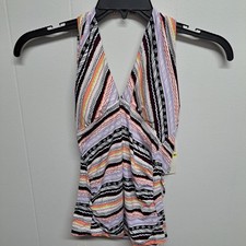 Anne Cole Women's Keyhole Halter Tankini Swim Top Multicolor Size M