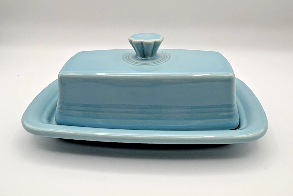 Fiesta Sky Blue Covered Butter Dish 8" x 5" HLC USA No Flaws EUC
