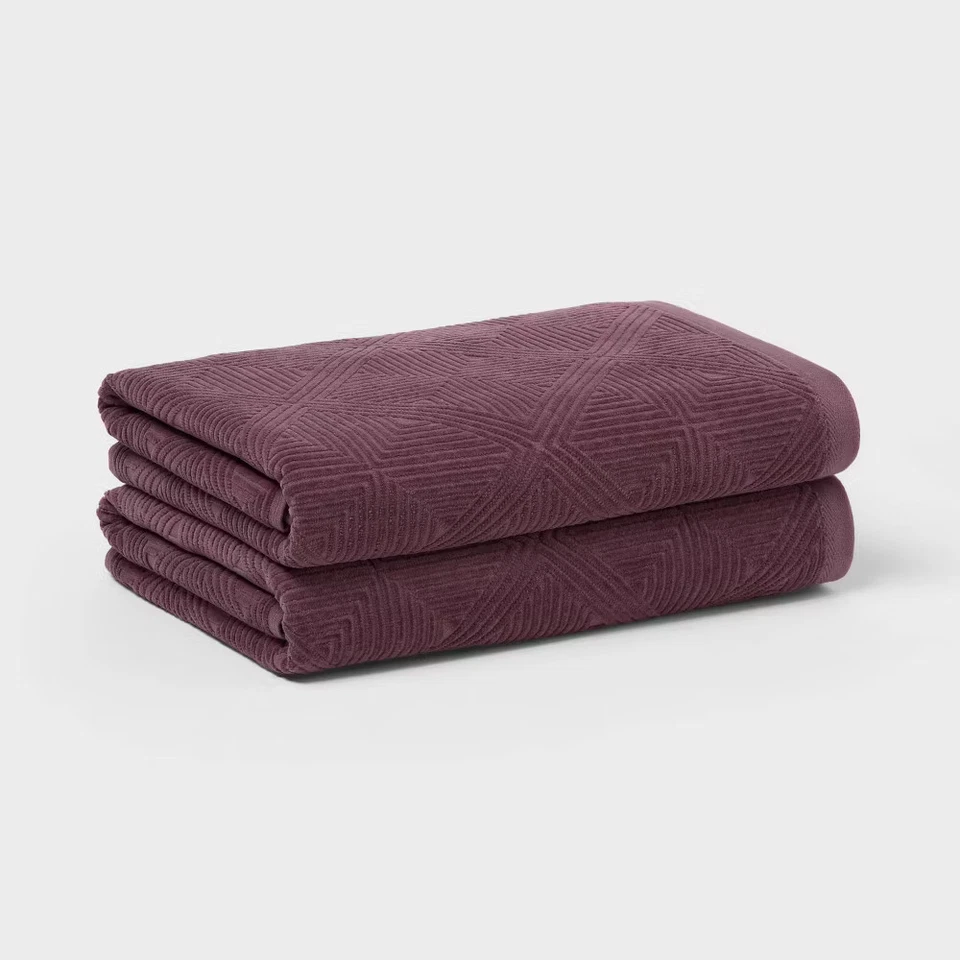 2pc Luxe Lattice Bath Towel Mauve - Threshold