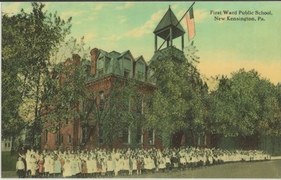 Laminated Reproduction Postcard New Kensington PA First Ward Public School