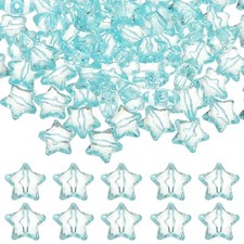 50-Pack Acrylic Star Beads, 20mm Crystal Star Beads for DIY Craft Blue