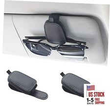 Sunglass Holder for Car, Magnetic Leather Sunglasses Holder and Ticket Black