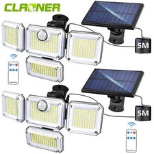 2 Pack Solar Security Outdoor 3000LM LED Motion Sensor Lights IP65 Waterproof US