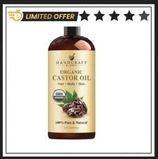 Premium Organic Castor Oil 100 Pure and Hexane-free Cold-pressed Beauty 16 Fl.