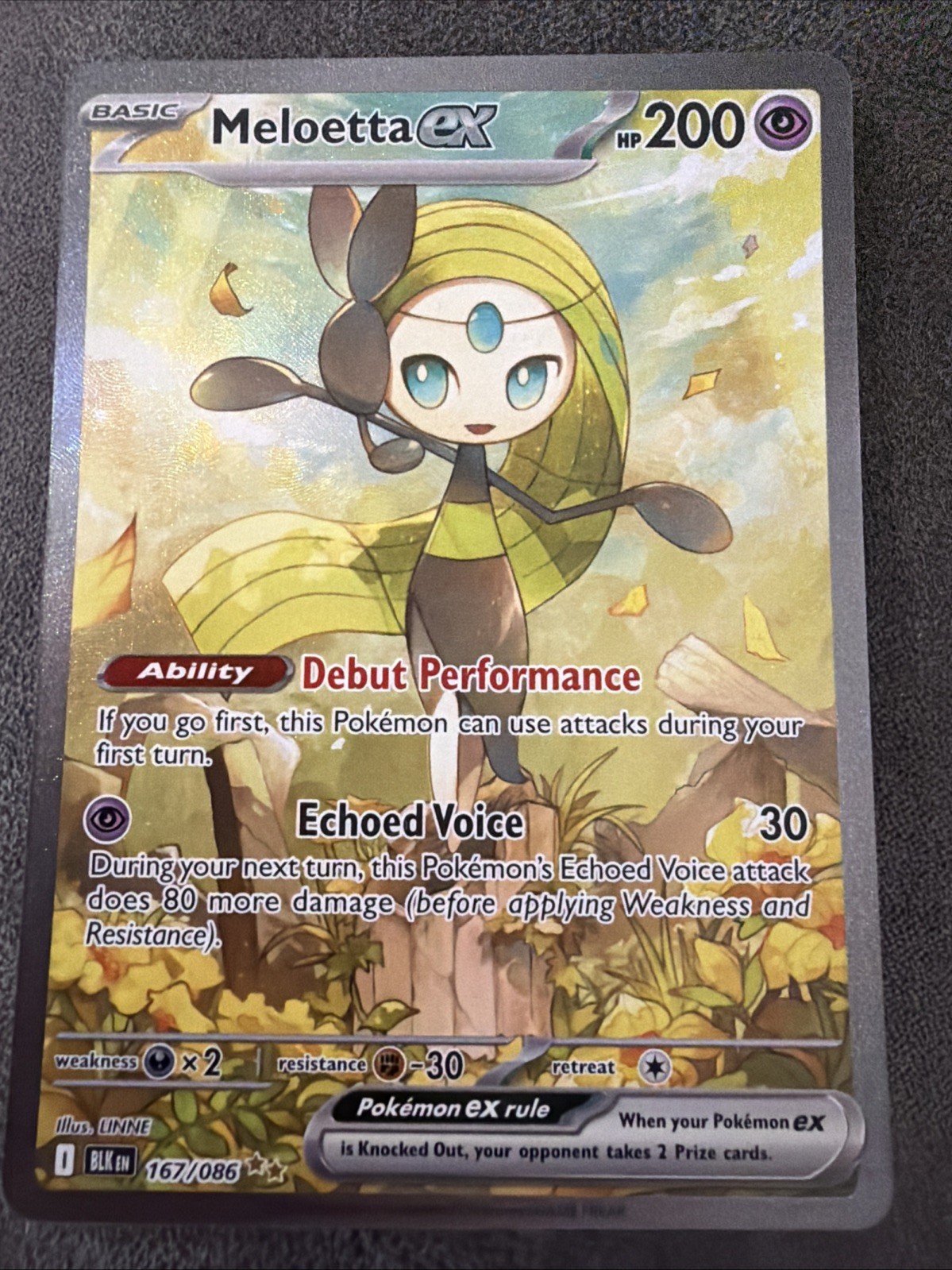 Pokémon TCG Meloetta Ex SIR 167/086 Black Bolt Near Mint Raw Card