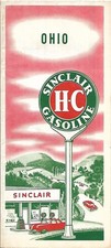 1952 SINCLAIR OIL Road Map OHIO Cleveland Dayton Columbus Cincinnati Toledo