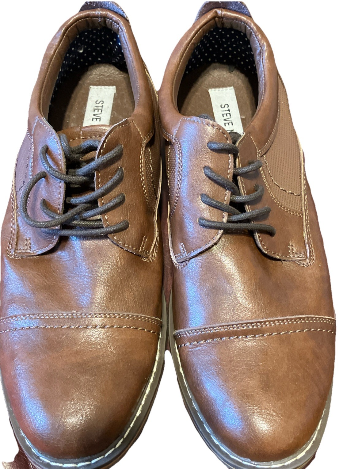 SAOLA Scarpe eleganti Steve Madden uomo bambino taglia 5 pelle marrone boliverr usate in ottime condizioni