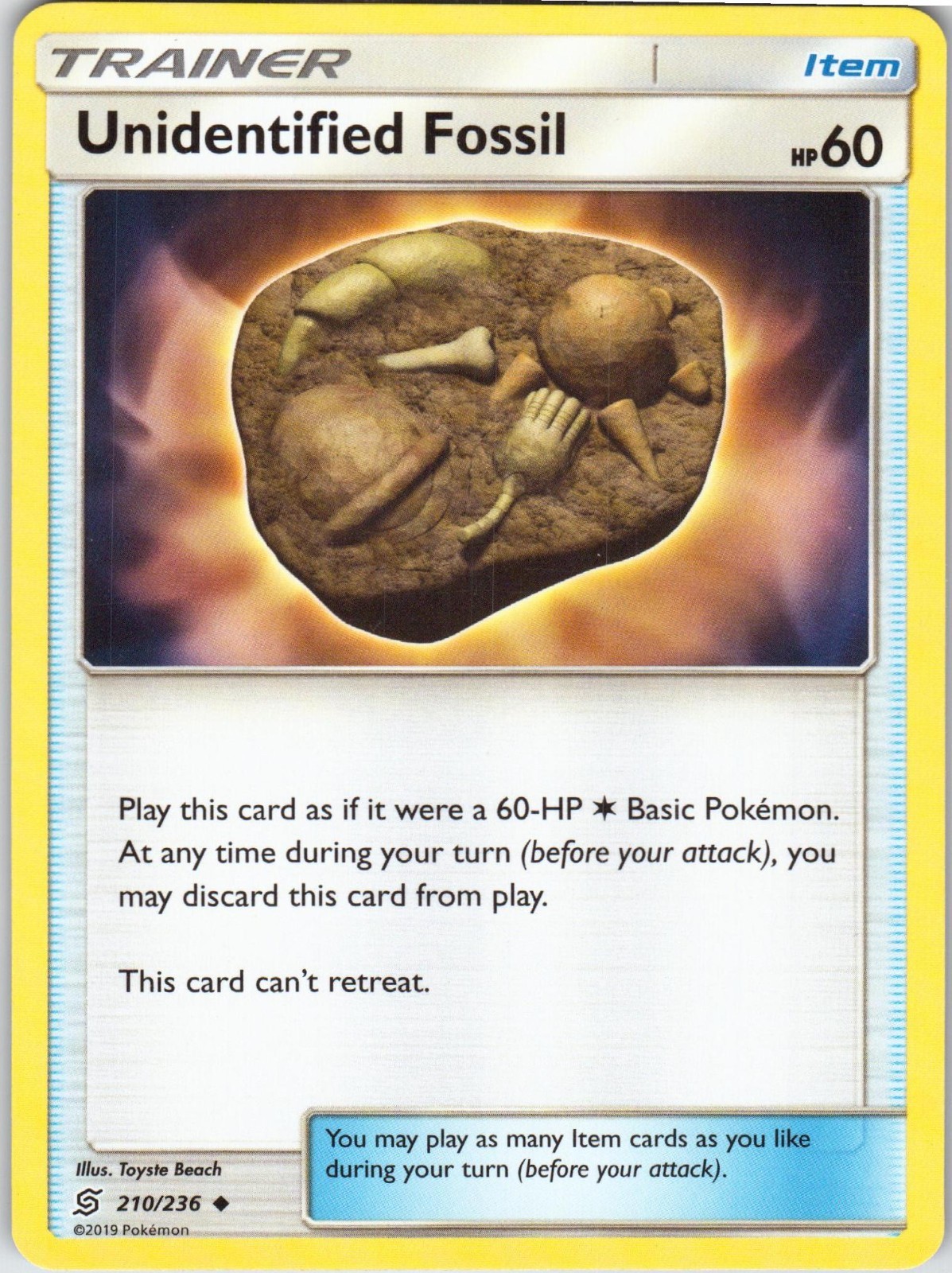Unidentified Fossil – Pokémon TCG SM Unified Minds 210/236 Uncommon NM