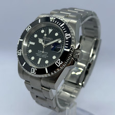 Black Sub Seiko Diver NH35 Mod - 40mm Automatic Watch - Oyster / Jubilee