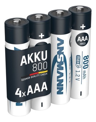 ANSMANN Akku AAA 800mAh Micro NiMH 1,2V   1000x wiederaufladbar (4 Stück)