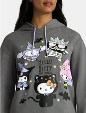 Hello Kitty Halloween NEW♈Junior's Licensed Hoodie size L~Gray/orange/pink